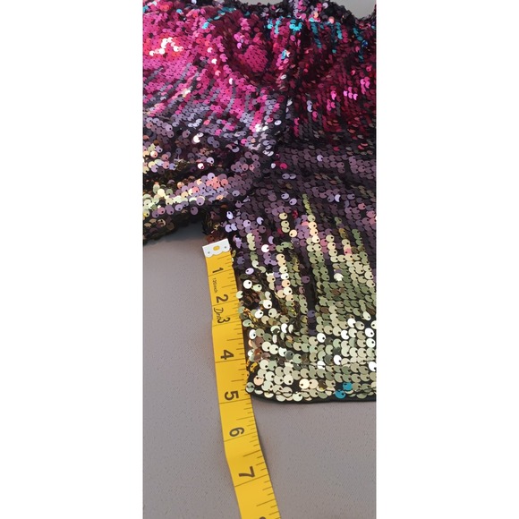 Manfinity Mens Rainbow Sequin Shorts Small Party Disco Retro Formal Holiday - Picture 5 of 6